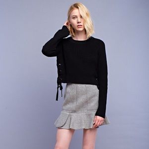 English Factory Cropped Side Tie Sweater